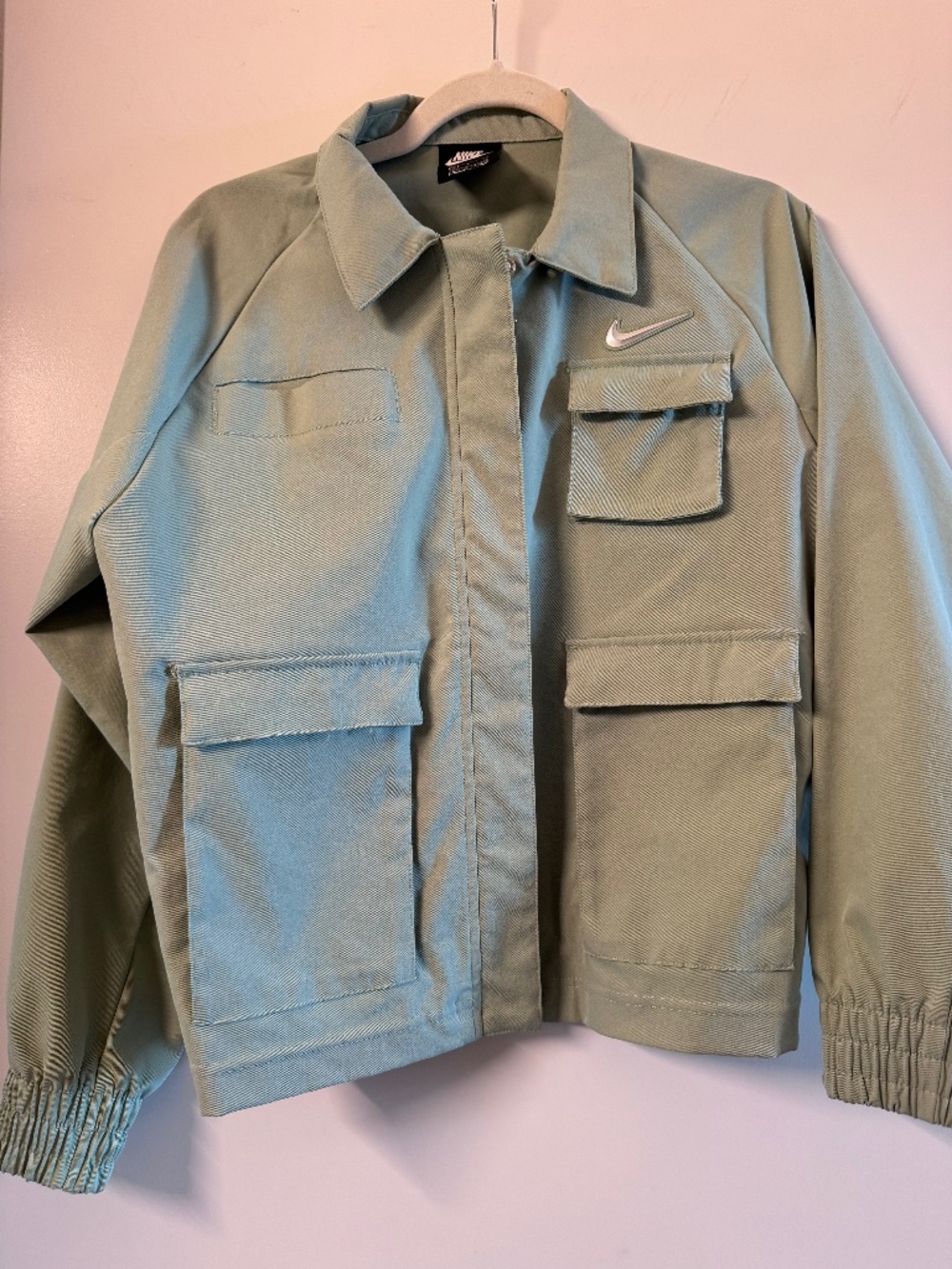 Sage Green Nike Sportswear Swoosh Woven Jacket and Shorts Set